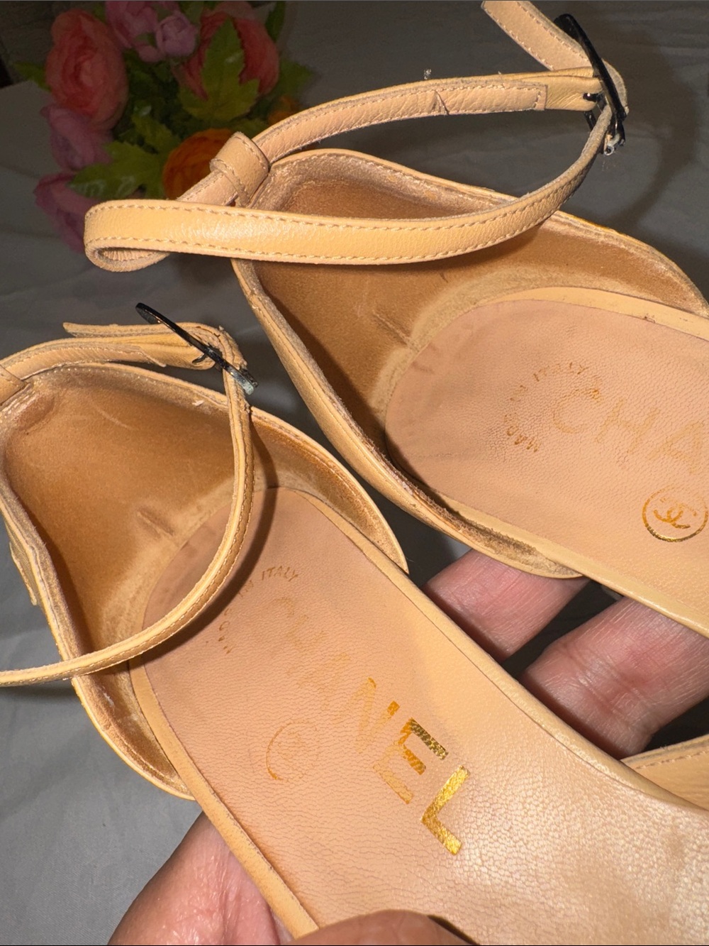Authentic CHANEL Beige and Black Two-Tone Mary Jane Block Heel Pumps - Picture 9 of 14